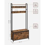 Casa si Gradina - Mobilier - Organizare si depozitare - Cuiere - Cuier cu dulap de depozitare pantofi, cadru din otel, stil industrial, 32x85x180cm, maro rustic - Infinity.ro