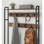 Casa si Gradina - Mobilier - Organizare si depozitare - Cuiere - Cuier cu dulap de depozitare pantofi, cadru din otel, stil industrial, 32x85x180cm, maro rustic - Infinity.ro