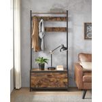 Casa si Gradina - Mobilier - Organizare si depozitare - Cuiere - Cuier cu dulap de depozitare pantofi, cadru din otel, stil industrial, 32x85x180cm, maro rustic - Infinity.ro