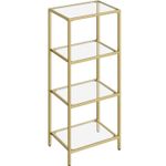 Casa si Gradina - Mobilier - Biblioteci si rafturi - Biblioteci - Raft cu trepte pentru dormitor, 4 etaje, din sticla securizata, cadru din otel, 30x95x40cm, auriu - Infinity.ro