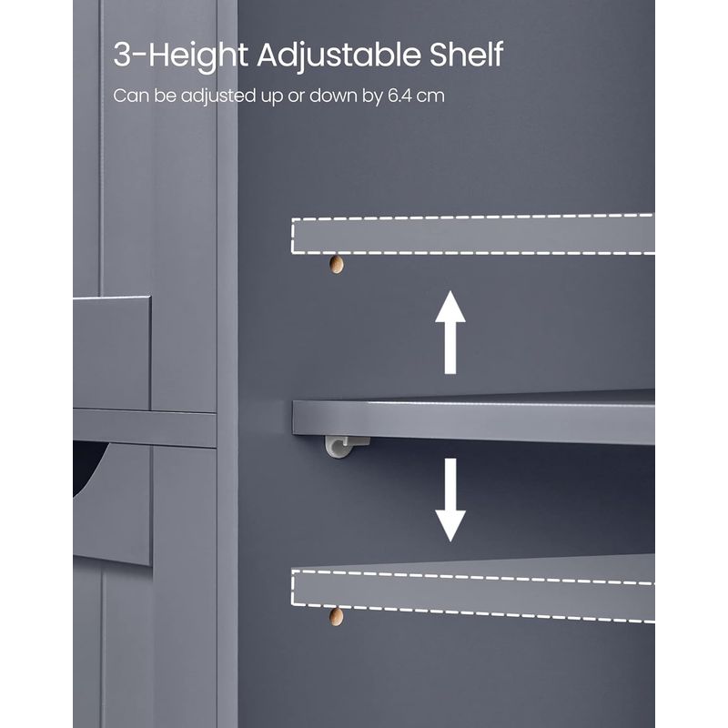 Casa si Gradina - Mobilier - Mobilier baie - Corpuri baie - Dulap de baie, din MDF, cu 4 sertare, raft reglabil, 30x55x82 cm, gri - Infinity.ro