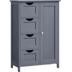 Casa si Gradina - Mobilier - Mobilier baie - Corpuri baie - Dulap de baie, din MDF, cu 4 sertare, raft reglabil, 30x55x82 cm, gri - Infinity.ro