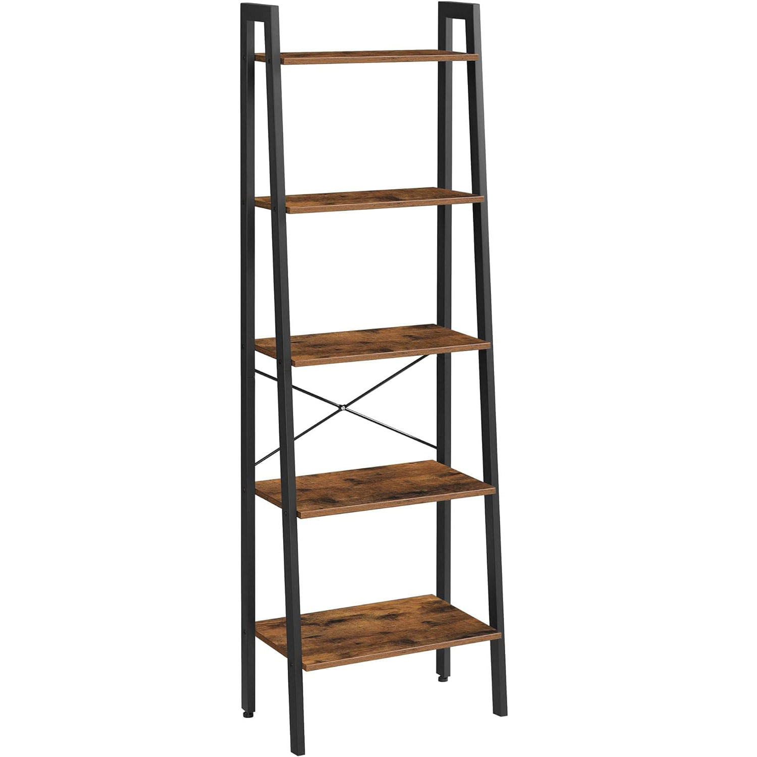 Biblioteca tip scara, cadru otel cu 5 polite din MDF, stil industrial ...