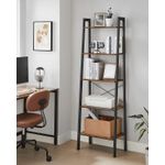 Casa si Gradina - Mobilier - Biblioteci si rafturi - Biblioteci - Biblioteca tip scara, cadru otel cu 5 polite din MDF, stil industrial, 56x34x172cm, maro rustic si negru - Infinity.ro