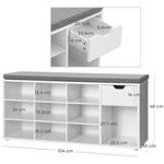Casa si Gradina - Mobilier - Dulapuri si sifoniere - Dulapuri pantofi - Banca de depozitare cu suport pentru pantofi, 10 compartimente si dulap, cu perna, 30x104x48cm, alb - Infinity.ro