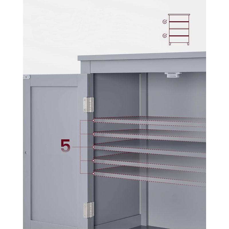 Casa si Gradina - Mobilier - Mobilier baie - Corpuri baie - Dulap de baie, din MDF, cu 2 compartimente si 4 usi, rafturi reglabile, 30x60x110cm, gri - Infinity.ro