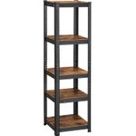 Casa si Gradina - Mobilier - Biblioteci si rafturi - Rafturi - Etajera 5 rafturi ajustabile, structura metalica, stil industrial, MDF, 37x37x150 cm, maro si negru - Infinity.ro