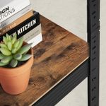 Casa si Gradina - Mobilier - Biblioteci si rafturi - Rafturi - Etajera 5 rafturi ajustabile, structura metalica, stil industrial, MDF, 37x37x150 cm, maro si negru - Infinity.ro