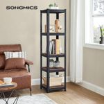 Casa si Gradina - Mobilier - Biblioteci si rafturi - Rafturi - Etajera 5 rafturi ajustabile, structura metalica, stil industrial, MDF, 37x37x150 cm, maro si negru - Infinity.ro