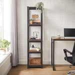 Casa si Gradina - Mobilier - Biblioteci si rafturi - Rafturi - Etajera 5 rafturi ajustabile, structura metalica, stil industrial, MDF, 37x37x150 cm, maro si negru - Infinity.ro