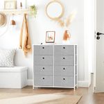 Casa si Gradina - Mobilier - Comode si corpuri - Comode - Comoda cu 8 sertare din material textil, cadru metalic si blat MDF, 80x30x81 cm, gri si alb - Infinity.ro