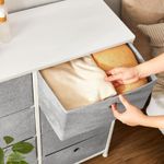 Casa si Gradina - Mobilier - Comode si corpuri - Comode - Comoda cu 8 sertare din material textil, cadru metalic si blat MDF, 80x30x81 cm, gri si alb - Infinity.ro