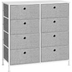 Casa si Gradina - Mobilier - Comode si corpuri - Comode - Comoda cu 8 sertare din material textil, cadru metalic si blat MDF, 80x30x81 cm, gri si alb - Infinity.ro