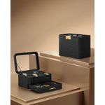 Casa si Gradina - Mobilier - Organizare si depozitare - Cutii depozitare - Cutie bijuterii si ceasuri Ronne, 3 niveluri, capac sticla, 27x20x16 cm, negru texturat - Infinity.ro