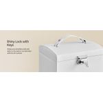 Fashion, accesorii si bijuterii - Femei - Bijuterii femei - Cutii bijuterii - Cutie de bijuterii cu 3 niveluri, oglinda, incuietoare cu maner, 2 sertare, 14x18x14cm, alb - Infinity.ro