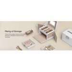 Fashion, accesorii si bijuterii - Femei - Bijuterii femei - Cutii bijuterii - Cutie de bijuterii cu 3 niveluri, oglinda, incuietoare cu maner, 2 sertare, 14x18x14cm, alb - Infinity.ro