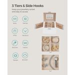 Fashion, accesorii si bijuterii - Femei - Bijuterii femei - Cutii bijuterii - Cutie de bijuterii cu 3 niveluri, oglinda, incuietoare cu maner, 2 sertare, 14x18x14cm, alb - Infinity.ro