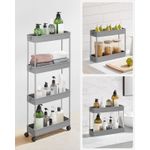 Casa si Gradina - Mobilier - Mobilier baie - Corpuri baie - Carucior de depozitare pe roti, pentru bucatarie sau baie, din plastic, cu 4 nivele, 40x13x88cm, gri - Infinity.ro