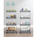 Casa si Gradina - Mobilier - Mobilier baie - Corpuri baie - Carucior de depozitare pe roti, pentru bucatarie sau baie, din plastic, cu 4 nivele, 40x13x88cm, gri - Infinity.ro