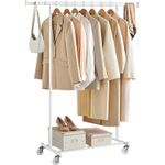 Casa si Gradina - Mobilier - Organizare si depozitare - Umerase si valeti - Suport pentru haine cu sina superioara extensibila, pe roti, reglabil pe latime, 45x(92-132)x160cm, alb - Infinity.ro