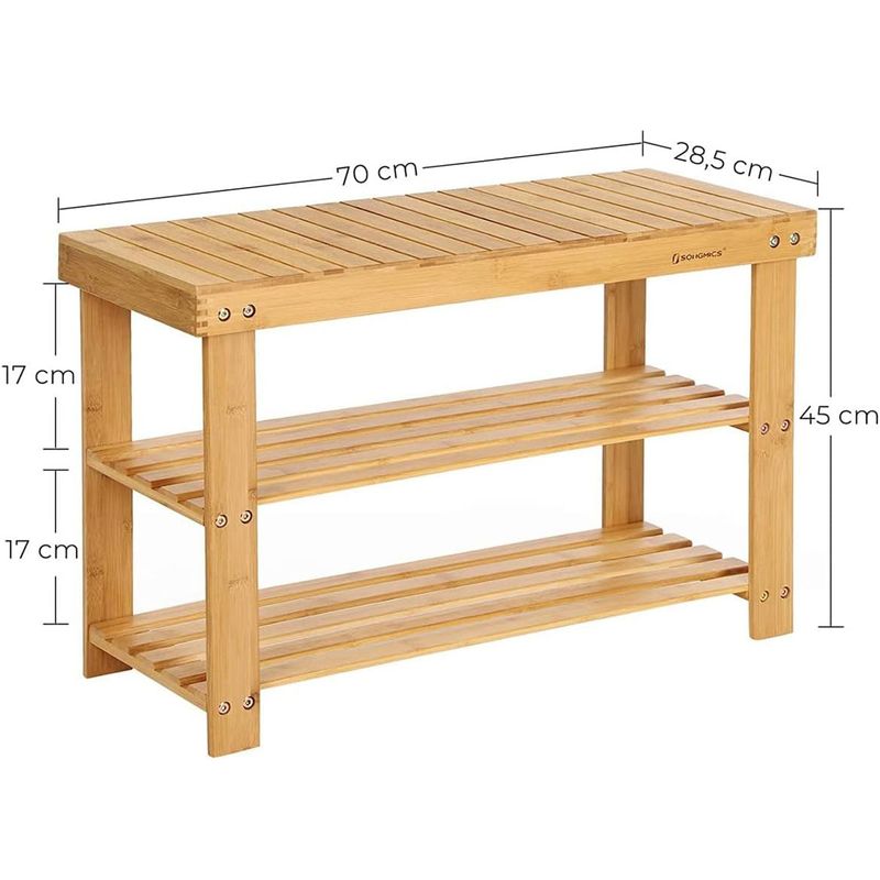 Casa si Gradina - Mobilier - Mobilier baie - Corpuri baie - Raft de depozitare din bambus, cu 3 niveluri, 28x70x45cm, maro - Infinity.ro