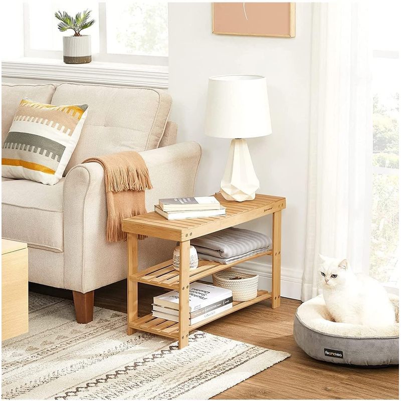 Casa si Gradina - Mobilier - Mobilier baie - Corpuri baie - Raft de depozitare din bambus, cu 3 niveluri, 28x70x45cm, maro - Infinity.ro