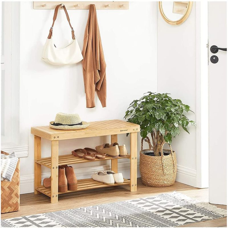 Casa si Gradina - Mobilier - Mobilier baie - Corpuri baie - Raft de depozitare din bambus, cu 3 niveluri, 28x70x45cm, maro - Infinity.ro