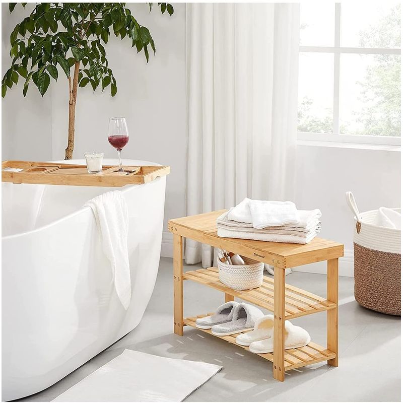 Casa si Gradina - Mobilier - Mobilier baie - Corpuri baie - Raft de depozitare din bambus, cu 3 niveluri, 28x70x45cm, maro - Infinity.ro