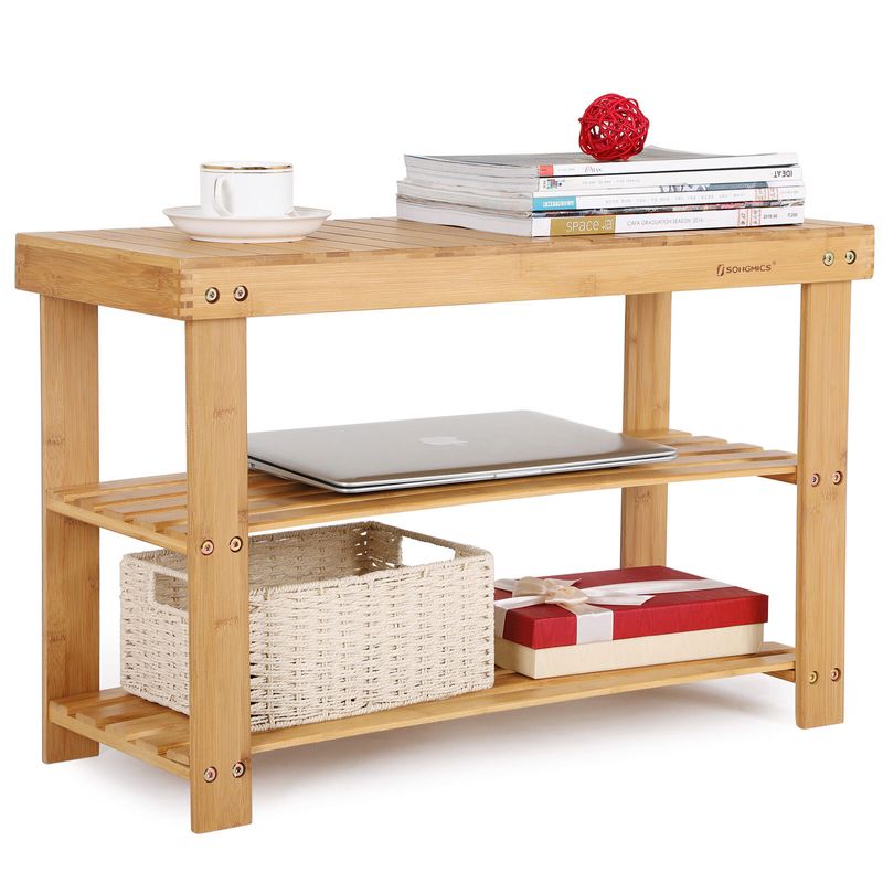 Casa si Gradina - Mobilier - Mobilier baie - Corpuri baie - Raft de depozitare din bambus, cu 3 niveluri, 28x70x45cm, maro - Infinity.ro