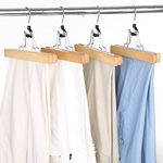 Casa si Gradina - Mobilier - Organizare si depozitare - Umerase si valeti - Set de 12 umerase din lemn pentru pantaloni, carlig antiderapant rotativ, 25cm, natural - Infinity.ro