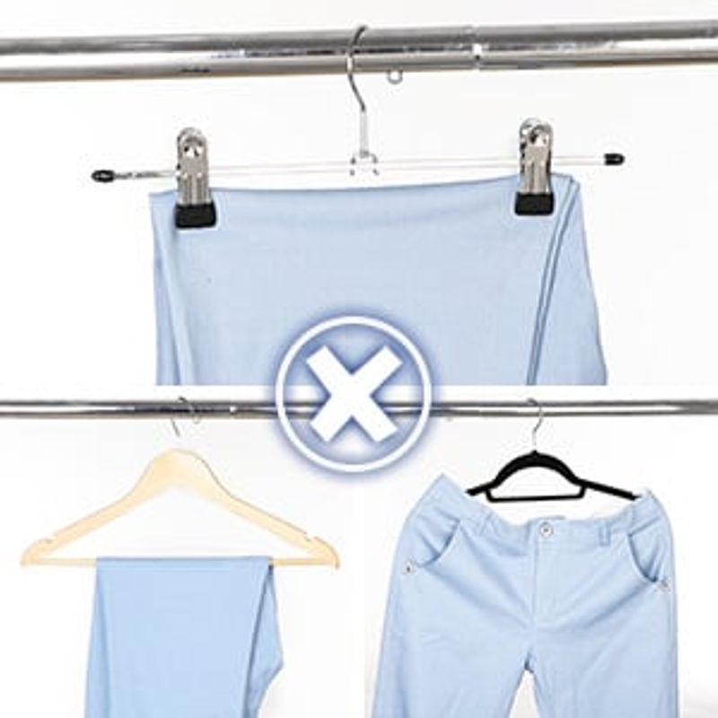 Casa si Gradina - Mobilier - Organizare si depozitare - Umerase si valeti - Set de 12 umerase din lemn pentru pantaloni, carlig antiderapant rotativ, 25cm, natural - Infinity.ro