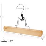 Casa si Gradina - Mobilier - Organizare si depozitare - Umerase si valeti - Set de 12 umerase din lemn pentru pantaloni, carlig antiderapant rotativ, 25cm, natural - Infinity.ro