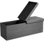 Casa si Gradina - Mobilier - Scaune si fotolii - Fotolii - Taburet pliabil cu sezut moale, spatiu de depozitare 120litri, maxim 300kg, 110x38x38cm, gri - Infinity.ro