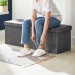 Casa si Gradina - Mobilier - Scaune si fotolii - Fotolii - Taburet pliabil cu sezut moale, spatiu de depozitare 120litri, maxim 300kg, 110x38x38cm, gri - Infinity.ro