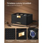 Casa si Gradina - Mobilier - Organizare si depozitare - Cutii depozitare - Cutie ceasuri Ronne Collection, 8 sloturi cu compartimente, piele PU impletita, 27x20x15 cm, negru - Infinity.ro