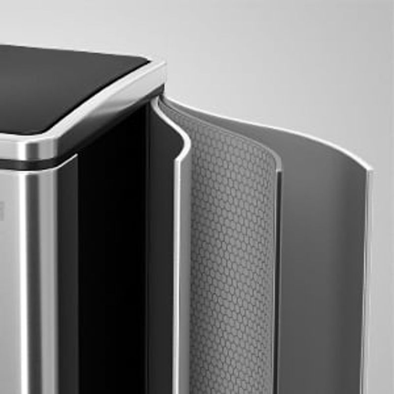Casa si Gradina - Mobilier - Organizare si depozitare - Cosuri de gunoi - Cos de gunoi din inox cu 2 compartimente colectare selectiva, cu galeti interioare, 2x15litri, argintiu si negru - Infinity.ro