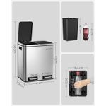 Casa si Gradina - Mobilier - Organizare si depozitare - Cosuri de gunoi - Cos de gunoi din inox cu 2 compartimente colectare selectiva, cu galeti interioare, 2x15litri, argintiu si negru - Infinity.ro