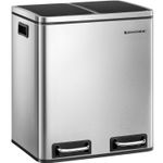 Casa si Gradina - Mobilier - Organizare si depozitare - Cosuri de gunoi - Cos de gunoi din inox cu 2 compartimente colectare selectiva, cu galeti interioare, 2x15litri, argintiu si negru - Infinity.ro