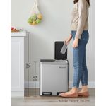 Casa si Gradina - Mobilier - Organizare si depozitare - Cosuri de gunoi - Cos de gunoi din inox cu 2 compartimente colectare selectiva, cu galeti interioare, 2x15litri, argintiu si negru - Infinity.ro
