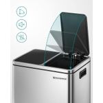 Casa si Gradina - Mobilier - Organizare si depozitare - Cosuri de gunoi - Cos de gunoi din inox cu 2 compartimente colectare selectiva, cu galeti interioare, 2x15litri, argintiu si negru - Infinity.ro