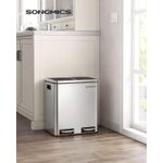 Casa si Gradina - Mobilier - Organizare si depozitare - Cosuri de gunoi - Cos de gunoi din inox cu 2 compartimente colectare selectiva, cu galeti interioare, 2x15litri, argintiu si negru - Infinity.ro