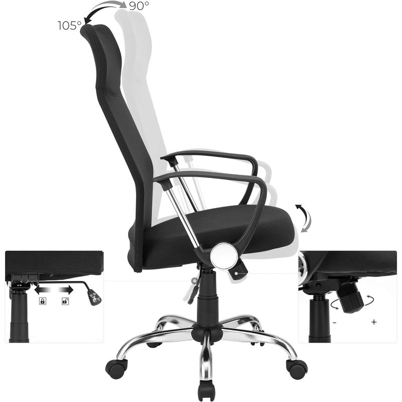 Casa si Gradina - Mobilier - Scaune si fotolii - Scaune - Scaun de birou ergonomic pentru sala de sedinte, pivotant, capitonat, inaltime reglabila si rabatabil, negru - Infinity.ro