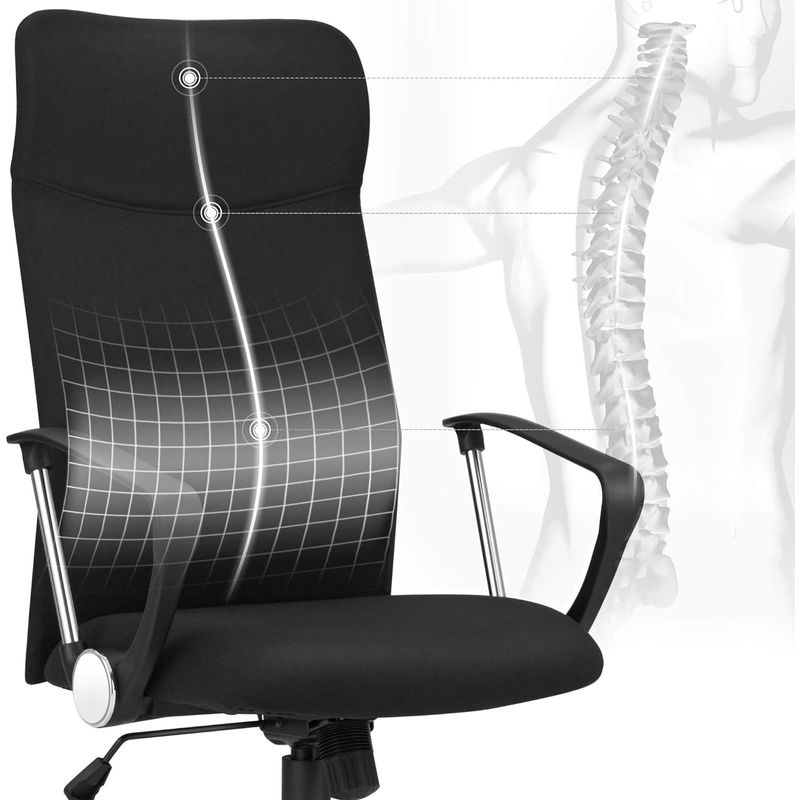 Casa si Gradina - Mobilier - Scaune si fotolii - Scaune - Scaun de birou ergonomic pentru sala de sedinte, pivotant, capitonat, inaltime reglabila si rabatabil, negru - Infinity.ro