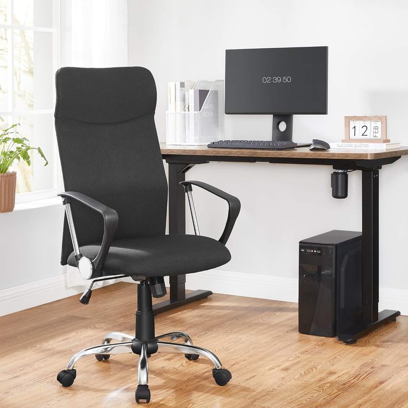 Casa si Gradina - Mobilier - Scaune si fotolii - Scaune - Scaun de birou ergonomic pentru sala de sedinte, pivotant, capitonat, inaltime reglabila si rabatabil, negru - Infinity.ro