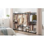 Casa si Gradina - Mobilier - Dulapuri si sifoniere - Dulapuri - Dulap de haine portabil, cu 3 bare de agatat si rafturi, 138x43x182 cm, negru - Infinity.ro