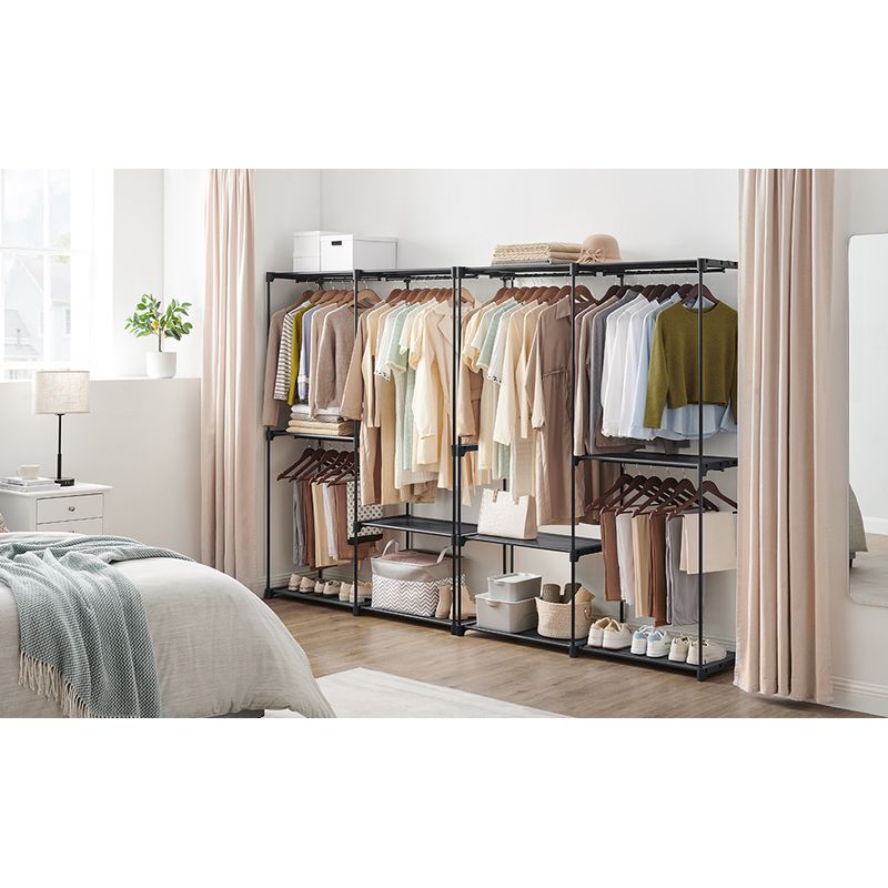 Casa si Gradina - Mobilier - Dulapuri si sifoniere - Dulapuri - Dulap de haine portabil, cu 3 bare de agatat si rafturi, 138x43x182 cm, negru - Infinity.ro