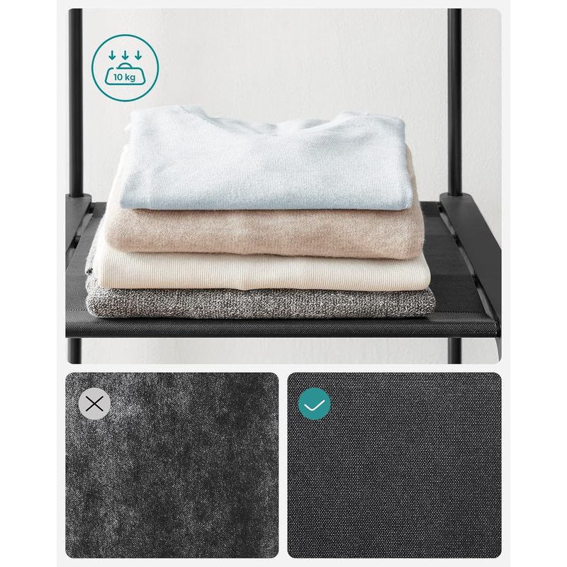 Casa si Gradina - Mobilier - Dulapuri si sifoniere - Dulapuri - Dulap de haine portabil, cu 3 bare de agatat si rafturi, 138x43x182 cm, negru - Infinity.ro