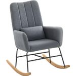 Casa si Gradina - Mobilier - Scaune si fotolii - Scaune - Fotoliu balansoar cu brate, cadru otel imbracat in fleece si picioare din lemn, 136 kg, gri - Infinity.ro