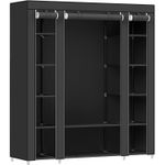 Casa si Gradina - Mobilier - Dulapuri si sifoniere - Dulapuri - Garderoba din material textil, dulap portabil, cu rafturi si sina de agatat, 150x45x175cm, negru - Infinity.ro