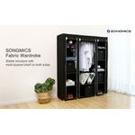 Casa si Gradina - Mobilier - Dulapuri si sifoniere - Dulapuri - Garderoba din material textil, dulap portabil, cu rafturi si sina de agatat, 150x45x175cm, negru - Infinity.ro